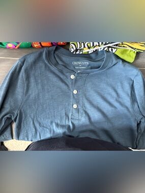 2 Crewcuts Long Sleeve Henley Shirts (Blue and Burnt Red) Size Youth M (8-9)